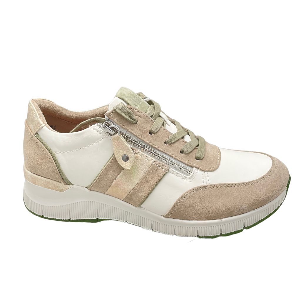 JANA 8-23761-20 491 sneaker scarpa donna lacci cerniera multi bianco beige verde soletta estraibile