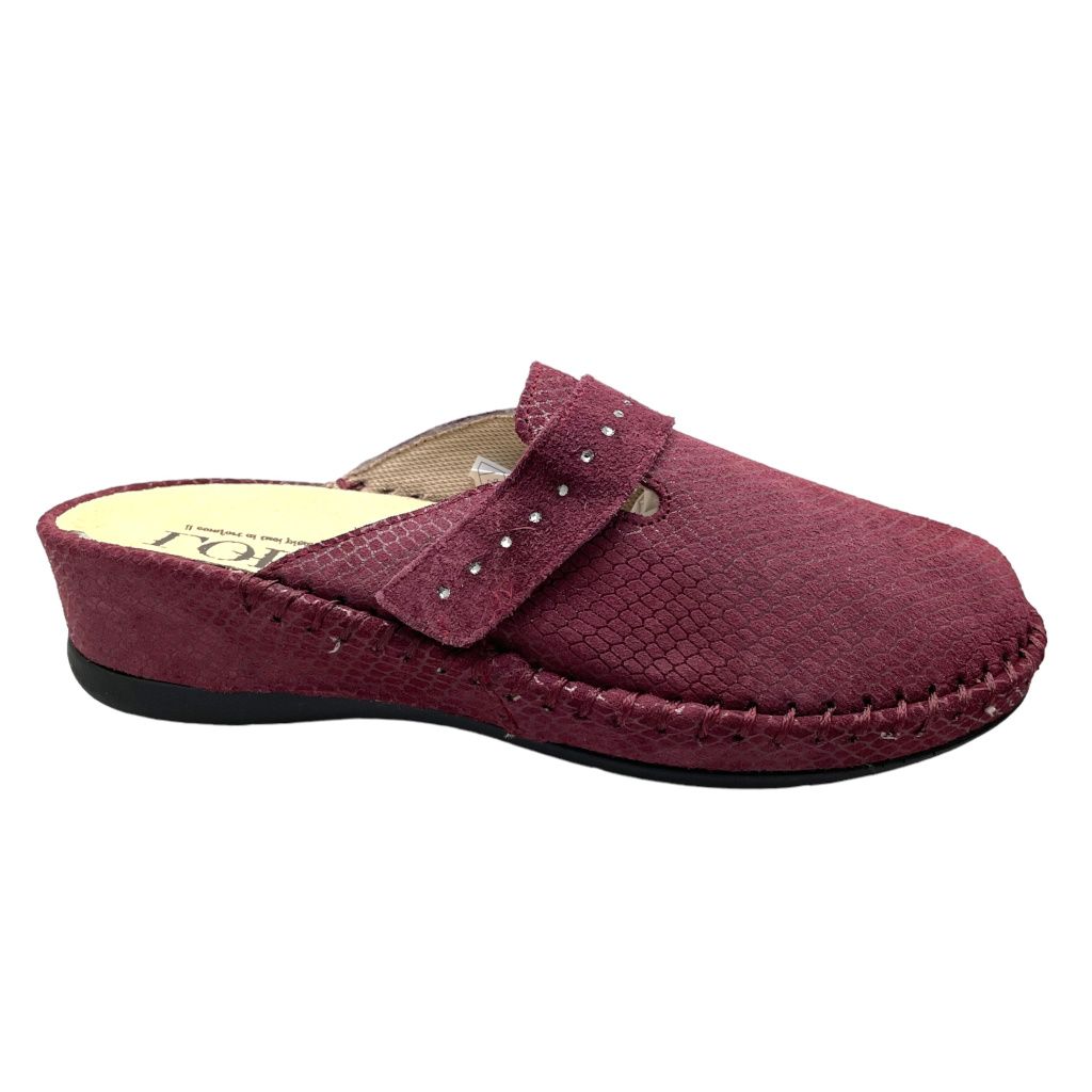 LOREN M2952 ciabatta pantofola chiusa bordeaux a strappo soletta  estraibile