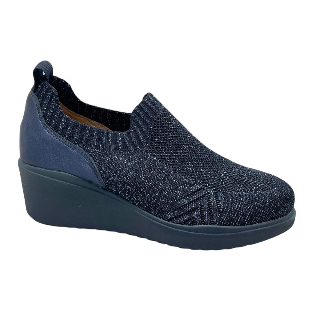 MELLUSO WALK K55345 accollato slip on per donna elesticizzato maglia blu galassia SNEAKER