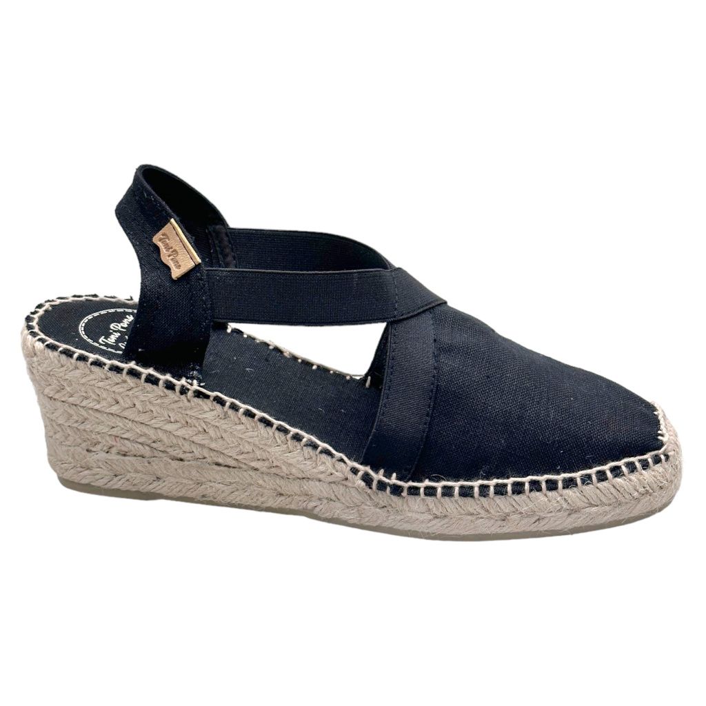 Toni Pons TER espadrillas Nero BASIC con elastico incrociato sandalo chiuso Vegan