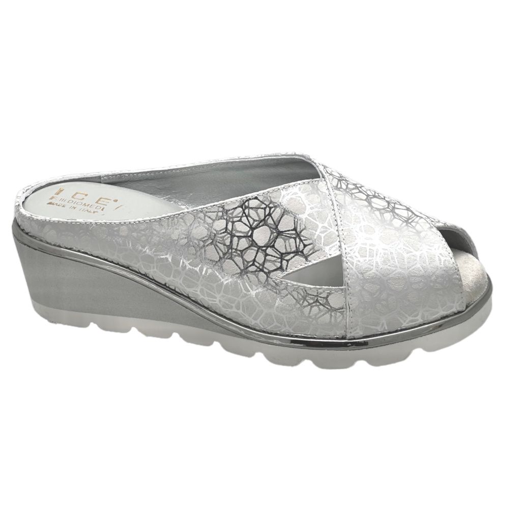 SHOES4ME pantofola ciabatta sabot scalzato 31 32 33 34 41 42 43 44 45 BIANCO ARGENTO