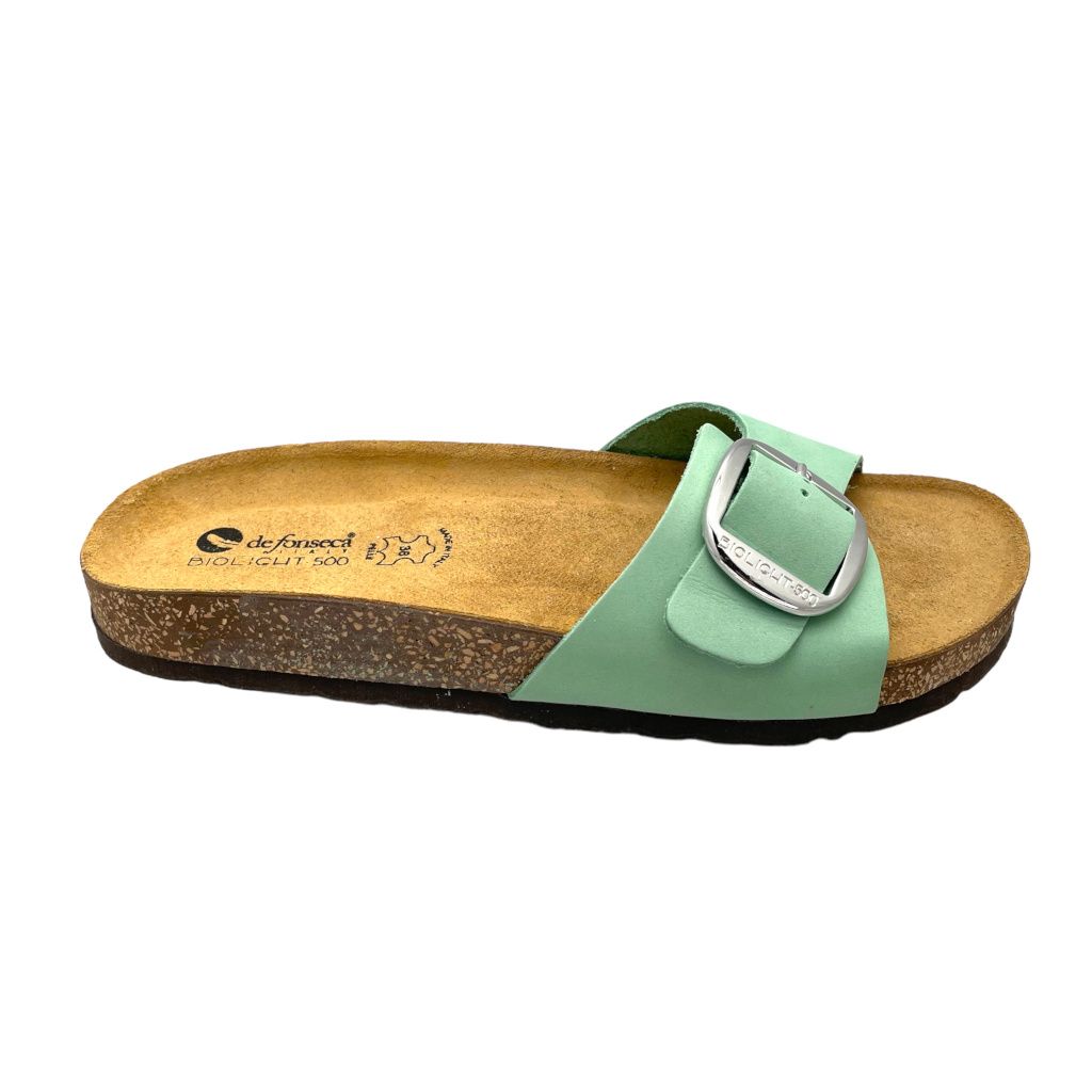 DE FONSECA BIOLIGHT Cesena pantofola ciabatta stile birk sandalo verde fibbia anatomico