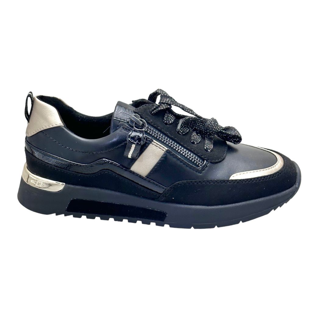 JANA 8-23769-41 001 sneaker scarpa donna elasticizzata cerniera nero riporti oro ecologica estraibile