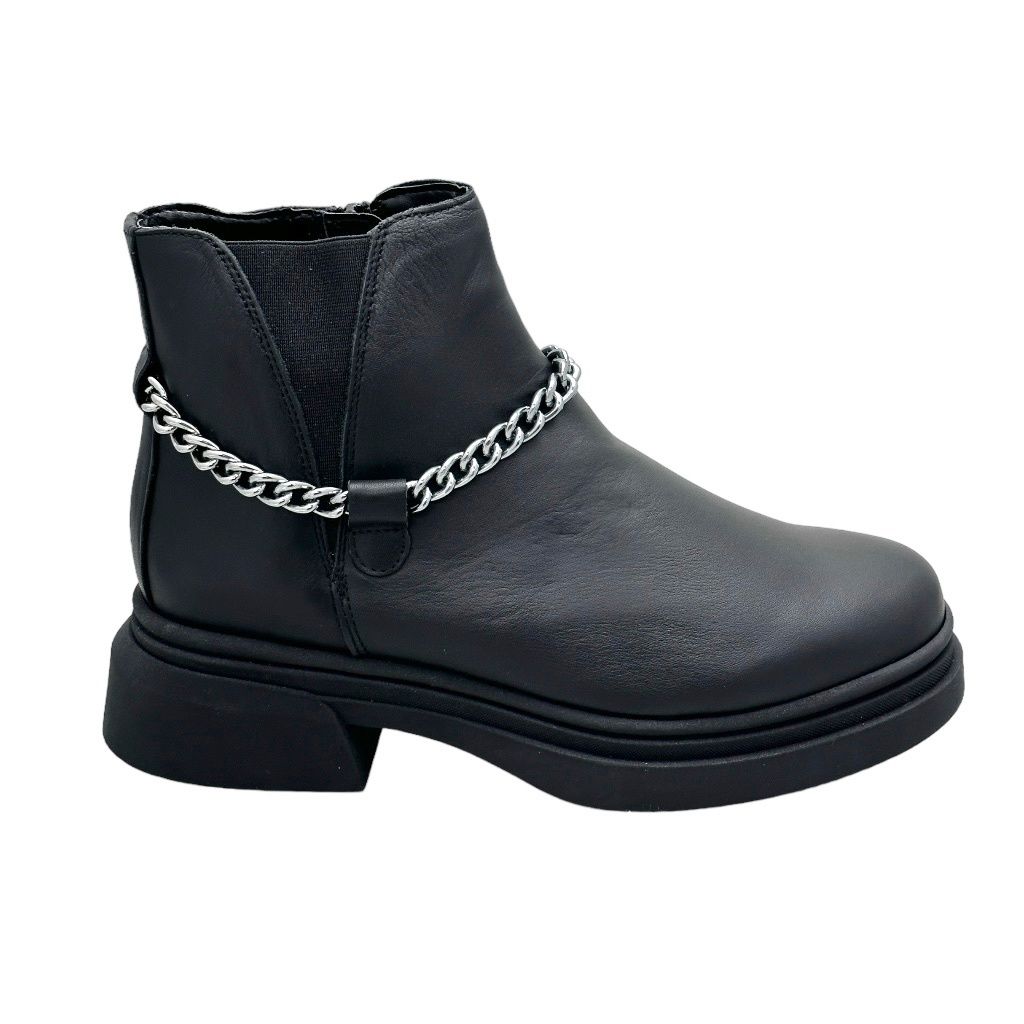 LOREN C4060  stivaletto ankle boot   nero ortopedico plantare cerniera large CATENA PLATFORM