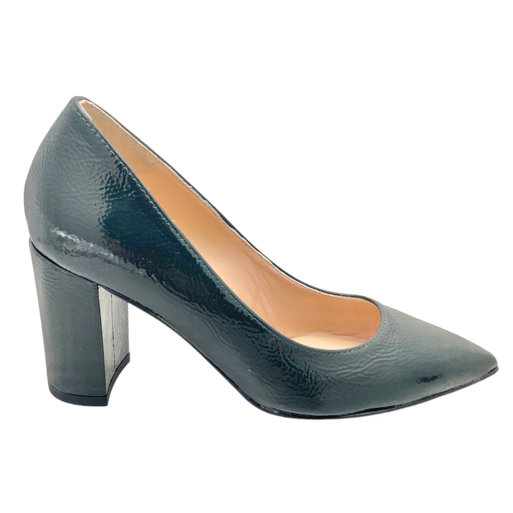 SHOES4ME decolte in vernice verde con tacco a blocchetto Z527 32 33 34 numeri piccoli
