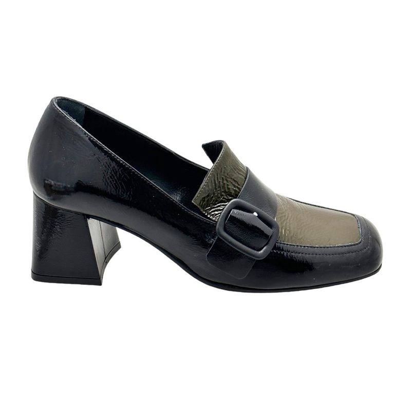 MELLUSO V5724  MOCASSINO accollato per donna bicolore nero verde 33 34 36 37 38 39 40  vernice tacco blocchetto