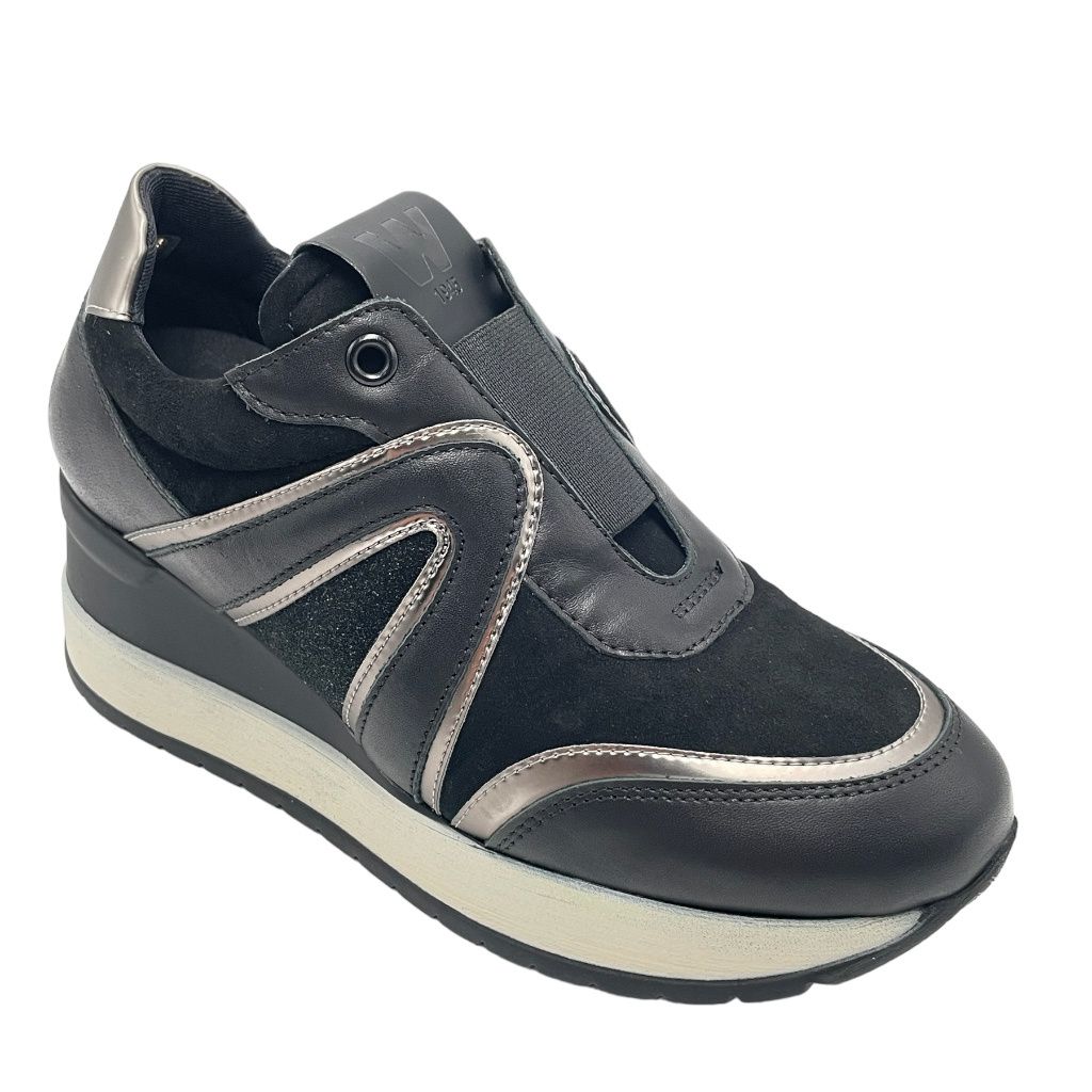 MELLUSO WALK R25551 sneaker slipon con elastico scarpa donna 34 42 43 44 soletta estraibile zeppa nero