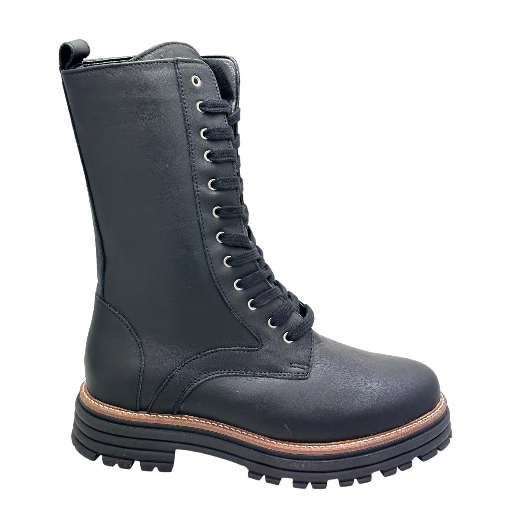 Calzaturificio Loren C4059 anfibio polacchino nero per donna anckle boot soletta estraibile forma large ortopedico