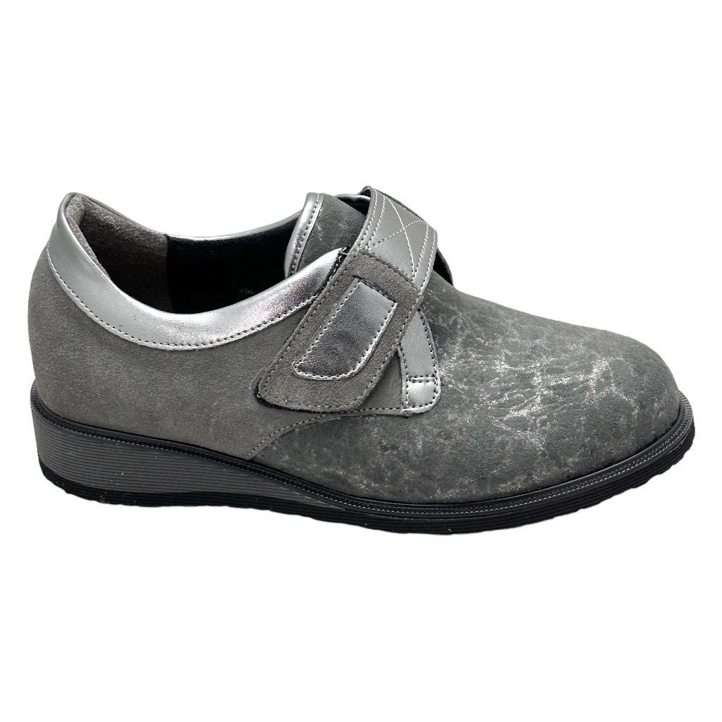 LOREN O5843  scarpa donna accollata elasticizzata lycra a strappo soletta estraibile grigia ORTOPEDICA