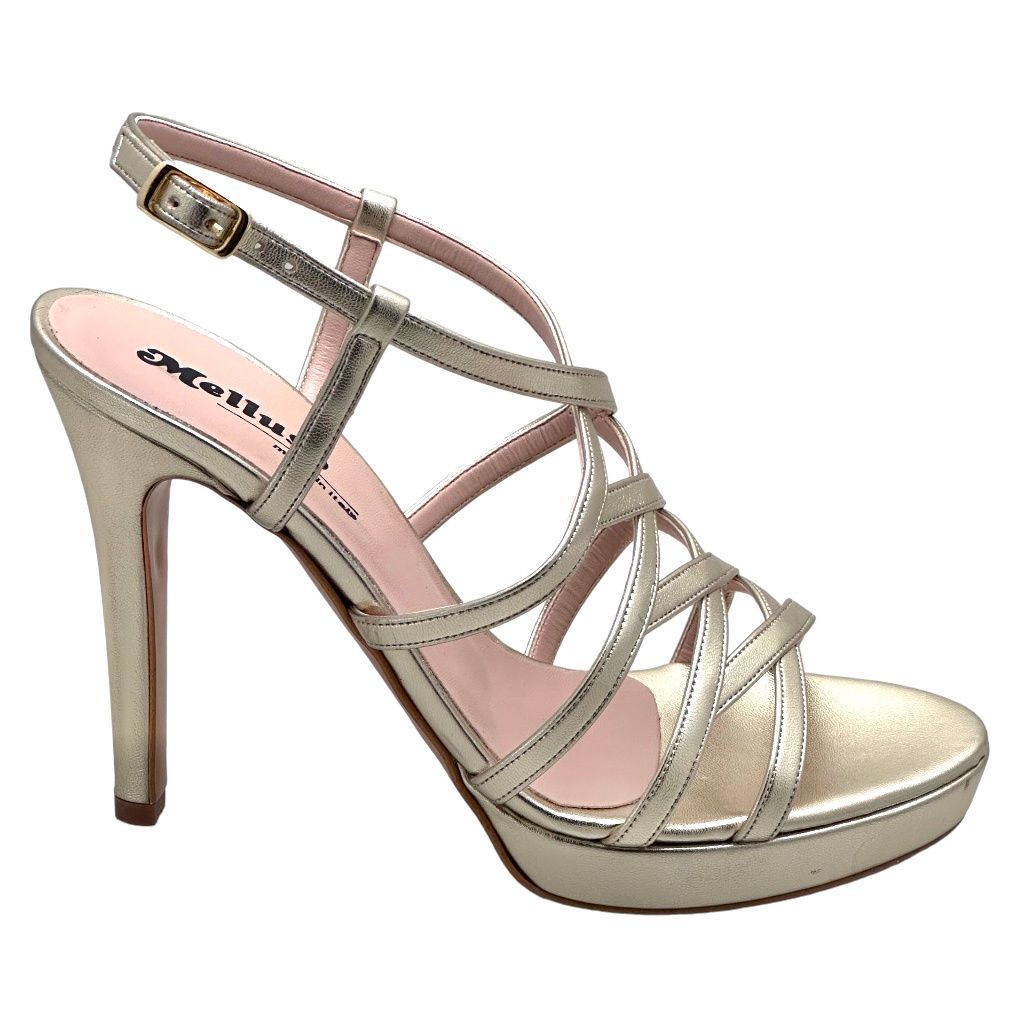 MELLUSO  J620 sandalo per donna da cerimonia con planteau platino 36 38 39