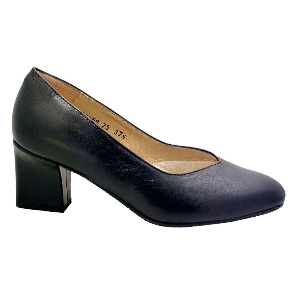 LOREN 60959 DECOLTE scarpa classica con scollo a cuore plantare estraibile nero tacco blocchetto