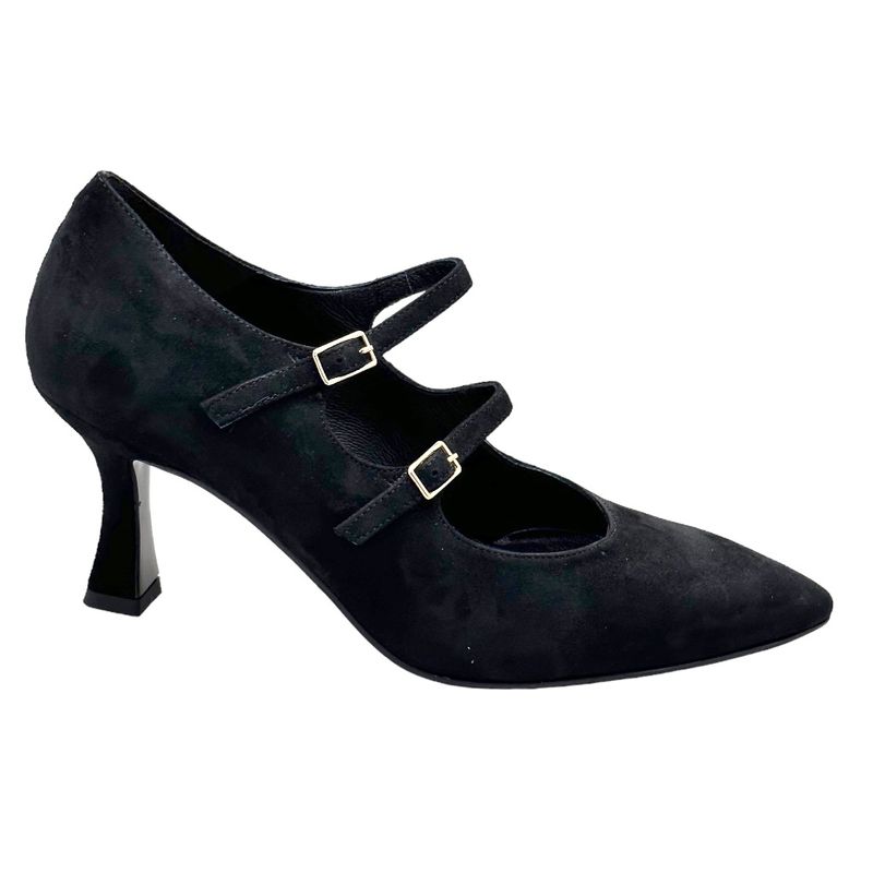 MELLUSO E5125 scarpa per donna decoltè scamosciato  nero tacco clessidra cinturini  34 35 36 37 38 39 40 41 42