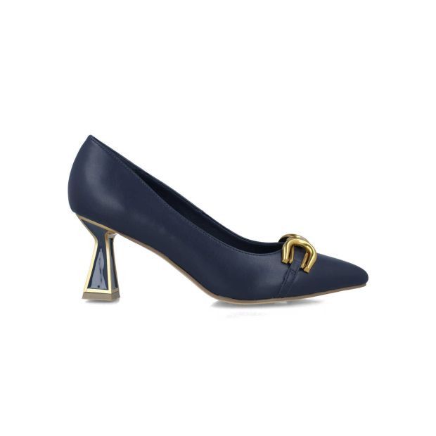MENBUR 24465 decolte con catena ecopelle blu tacco clessidra gioiello