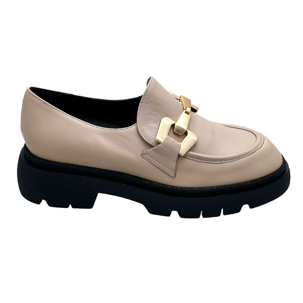 MELLUSO R45373 beige malmo mocassino chunky con grande morsetto soletta estraibile scarpa donna 35 36 37 38 39 40