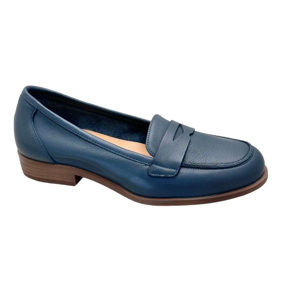 CONFORT C4E2303 mocassino per donna stile college blue jeans denim tacco basso antiscivolo
