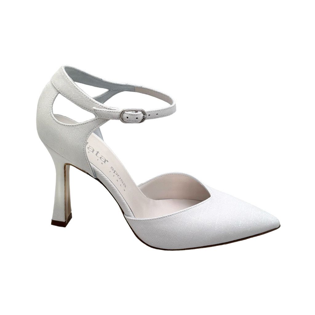 ELATA SPOSA S2310 scarpa sandalo per donna da sposa cerimonia ballo con  laccetti glamour bianca  mary jane d&#39;orsay tacco 90