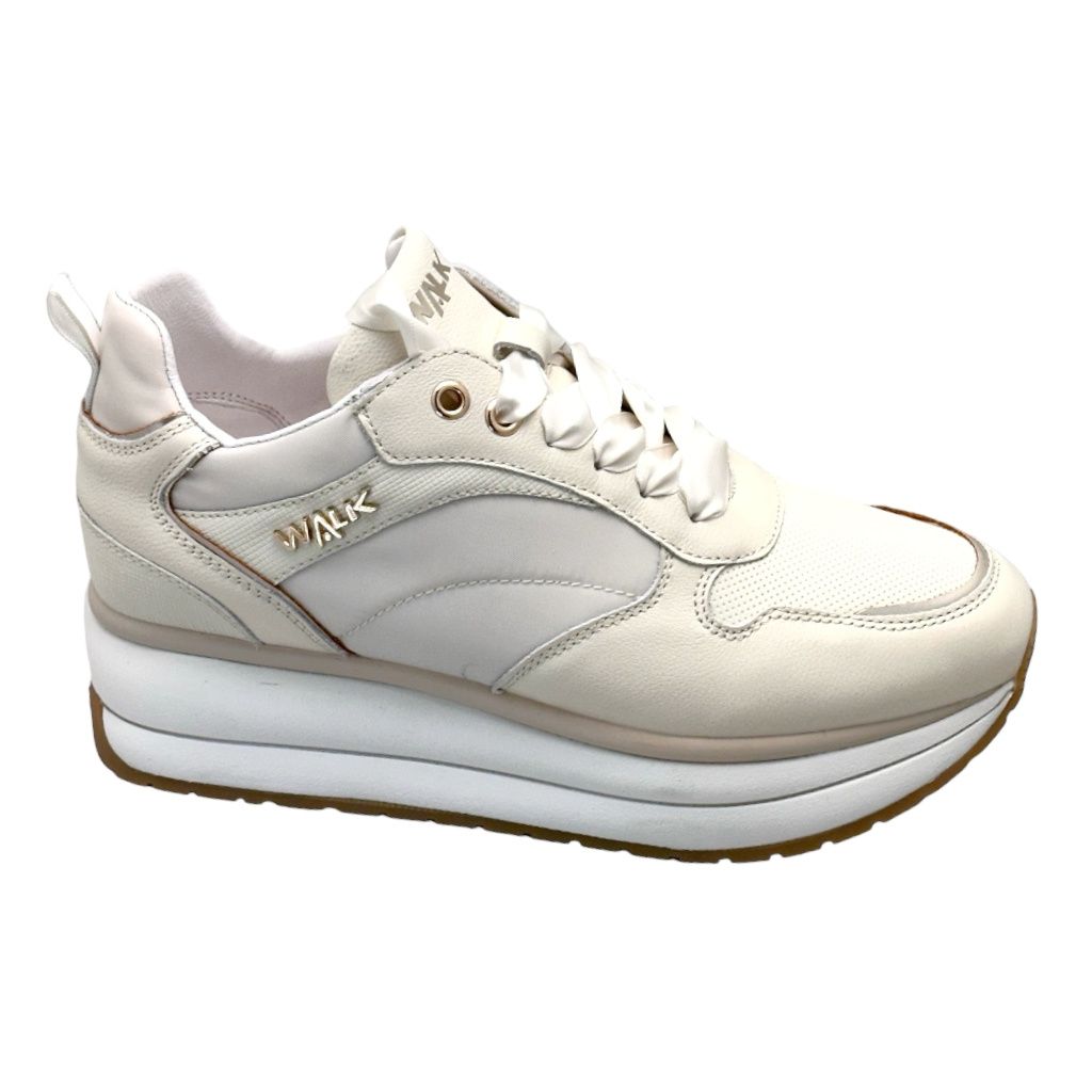 MELLUSO WALK K60037  SNEAKER elegante per donna con platform lacci in raso beige cerimonia matrimonio cambio scarpa