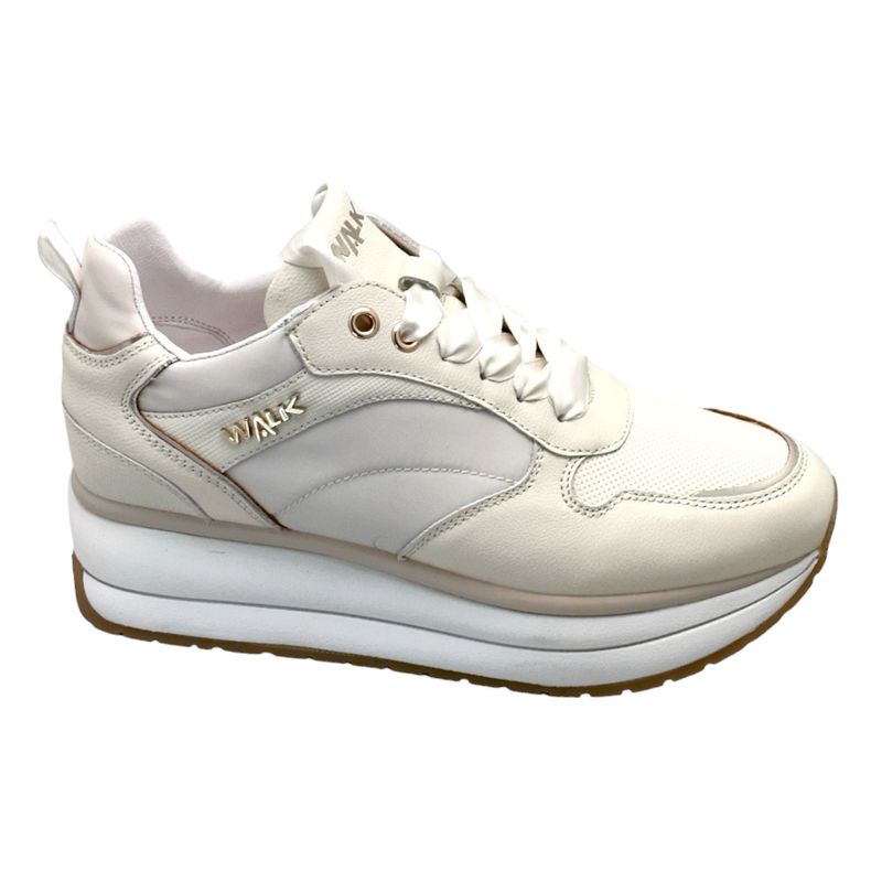 MELLUSO WALK K60037  SNEAKER elegante per donna con platform lacci in raso beige cerimonia matrimonio cambio scarpa