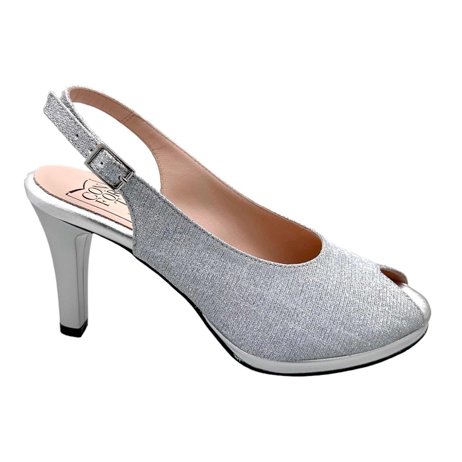CONFORT C4E4785 sandalo per donna a decolte galassia glamour argento   plateau open toe