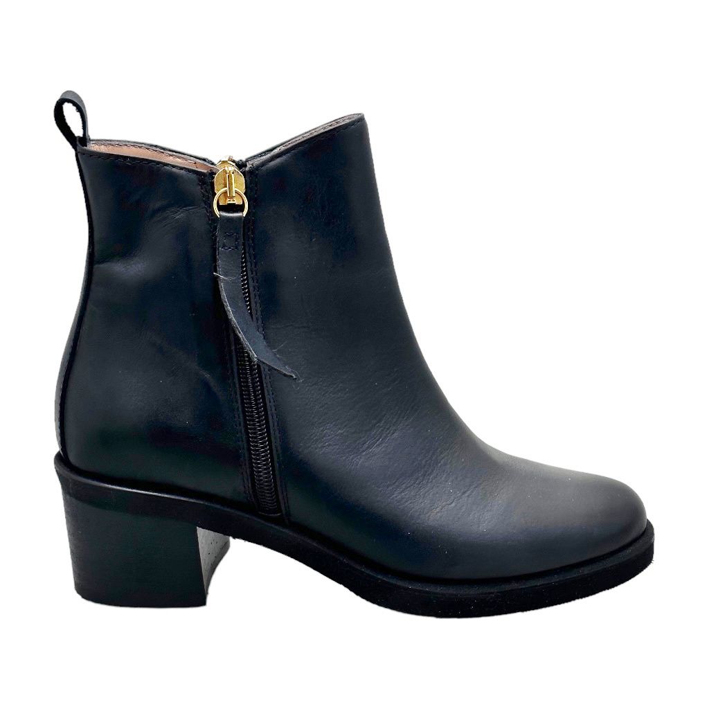 SHOES4ME 390 stivaletto ankle boot per donna 32 33 34 tacco a blocchetto fodera pelle doppia cerniera lampo