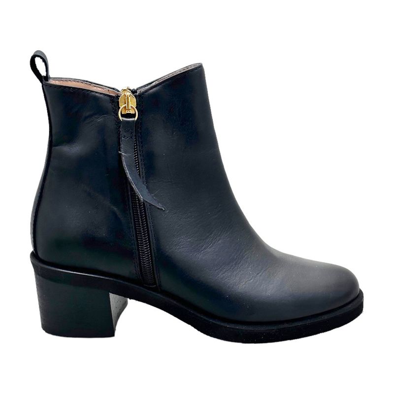 SHOES4ME 390 stivaletto ankle boot per donna 32 33 34 tacco a blocchetto fodera pelle doppia cerniera lampo