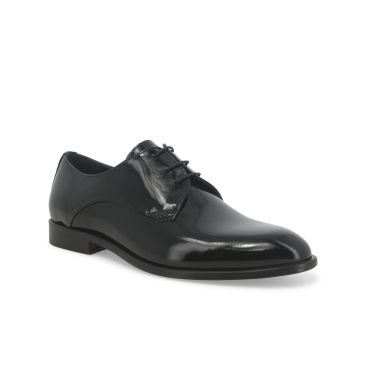 MELLUSO  scarpa per uomo classica allacciata forma large sposo elegance nera in pelle spazzolata vernice fondo cuoio