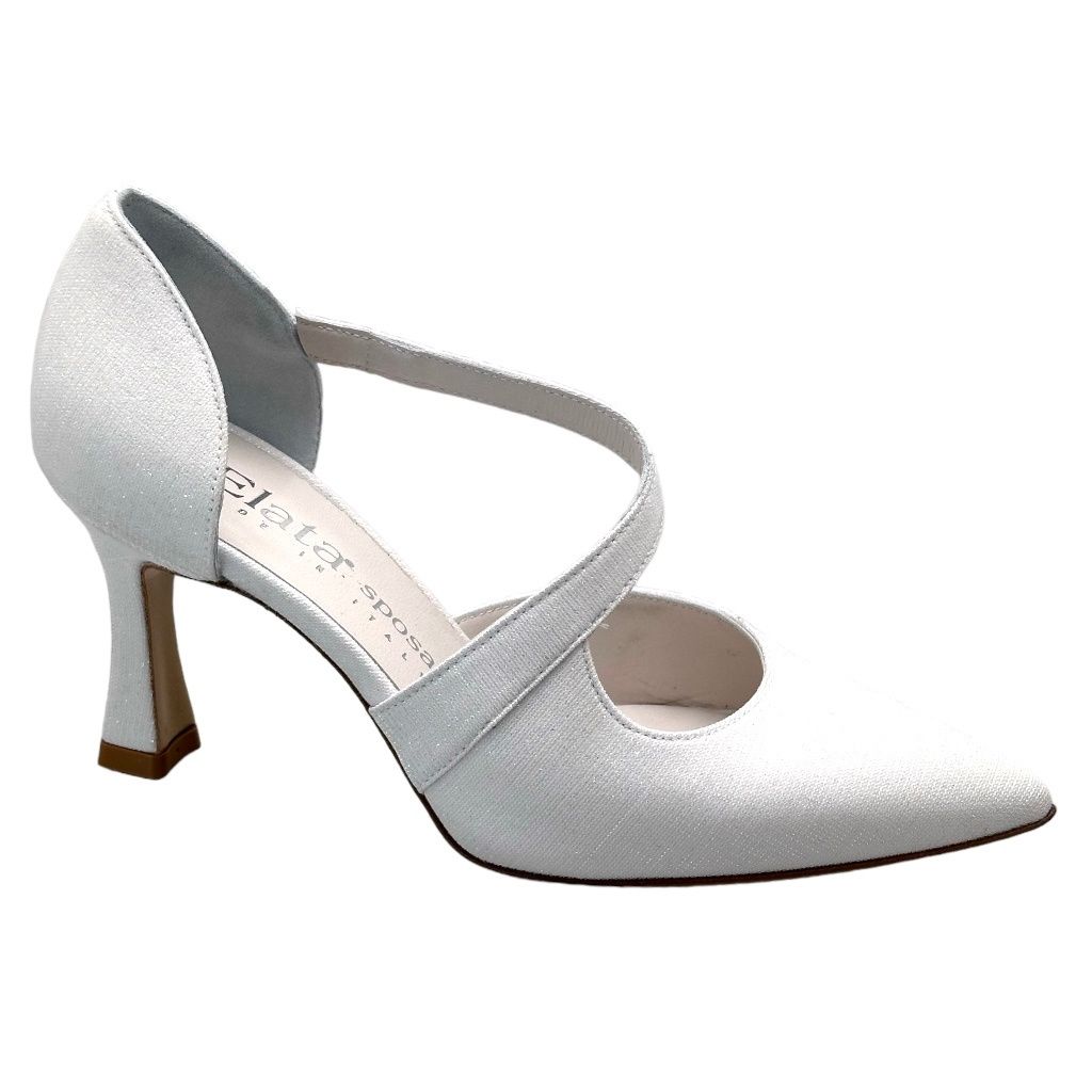 ELATA SPOSA S2202 scarpa sandalo per donna da sposa cerimonia ballo con  laccetto trasversale glamour bianca  d&#39;orsay