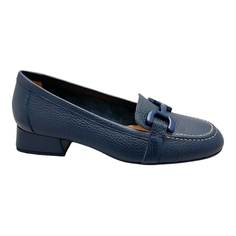 MELLUSO V100 MOCASSINO accollato per donna in pelle blu con grande morsetto