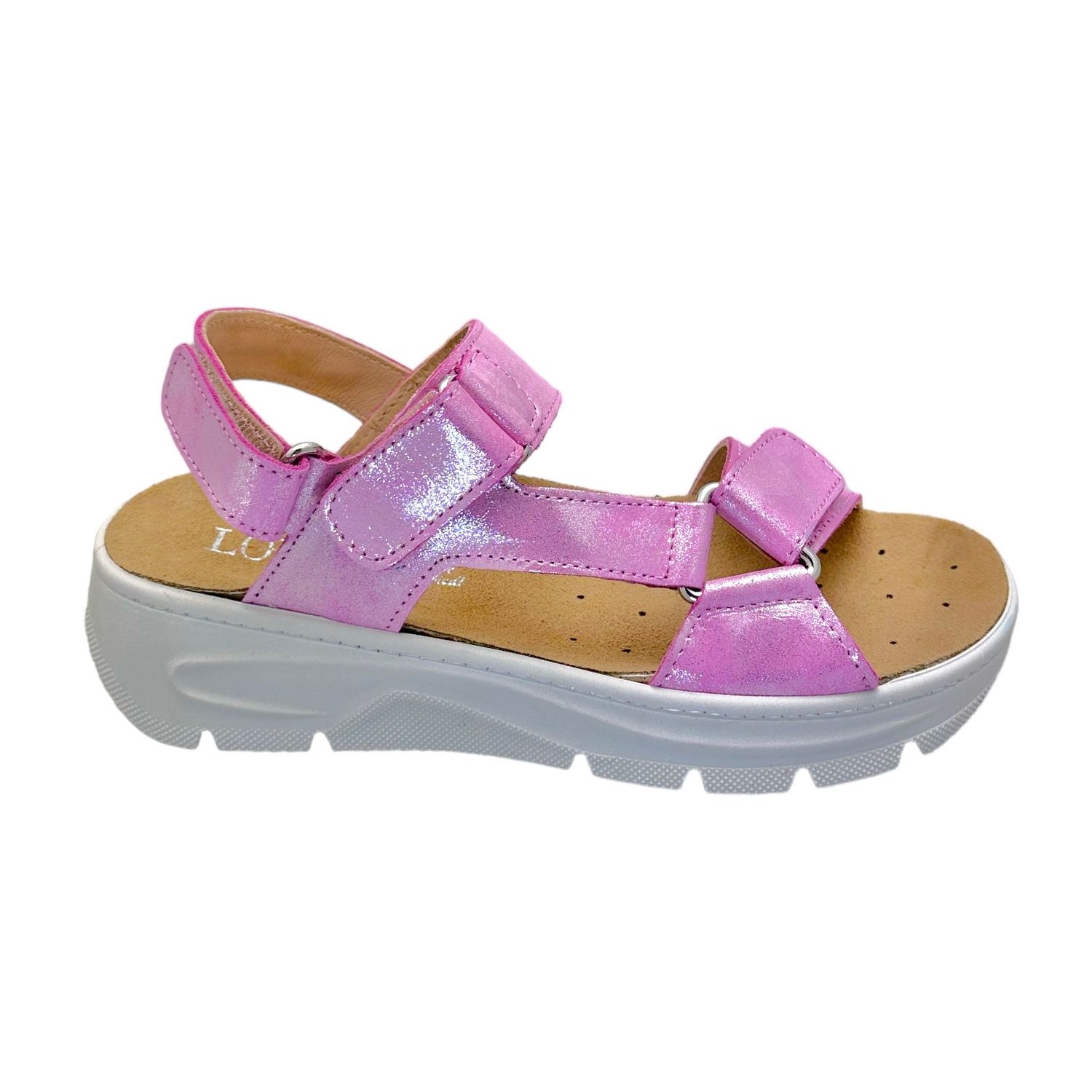 LOREN Q7011  sandalo per donna aperto interamente regolabile  a strappo plantare estraibile fuxia