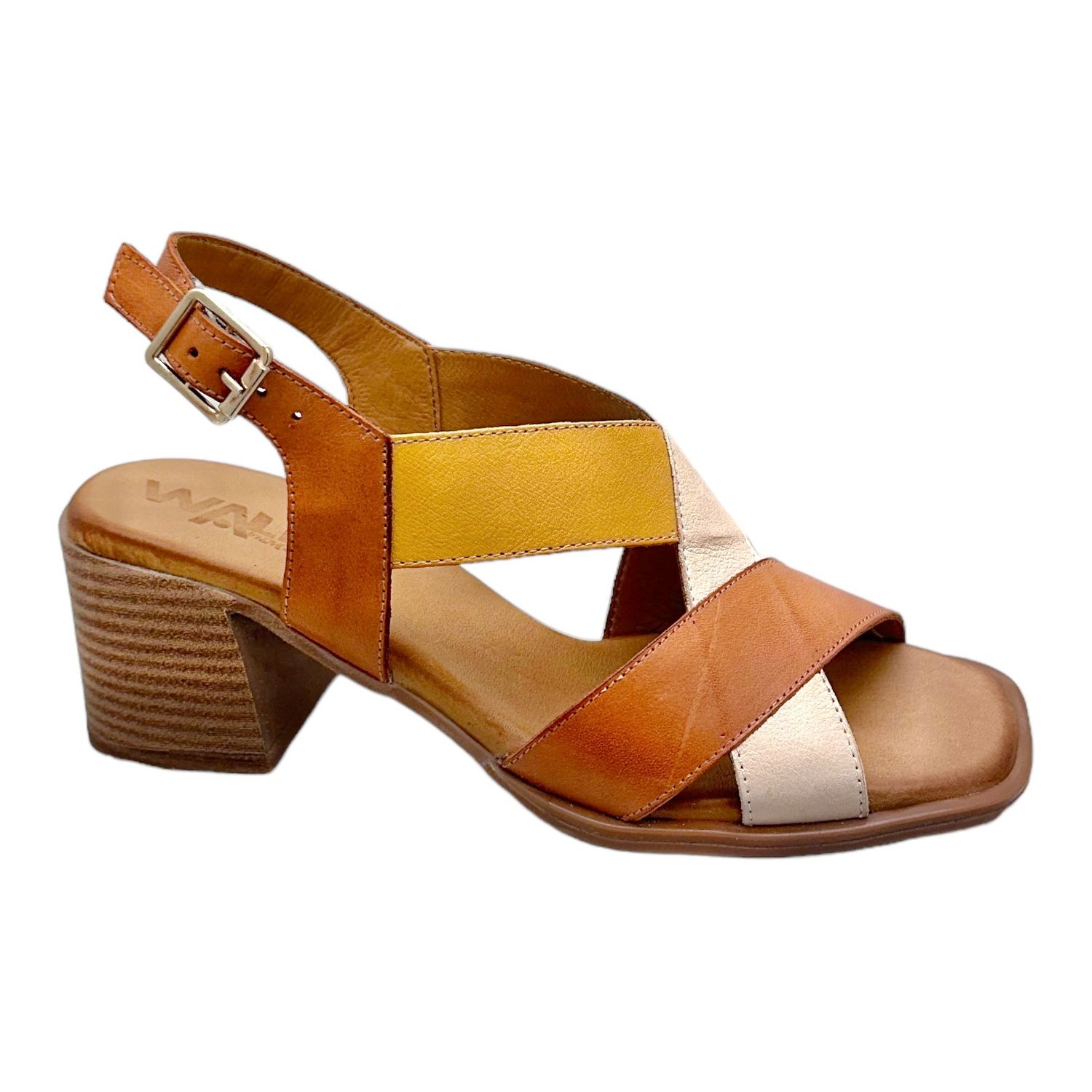 MELLUSO WALK K56110 sandalo per donna cuoio marrone multicolore tacco a blocchetto