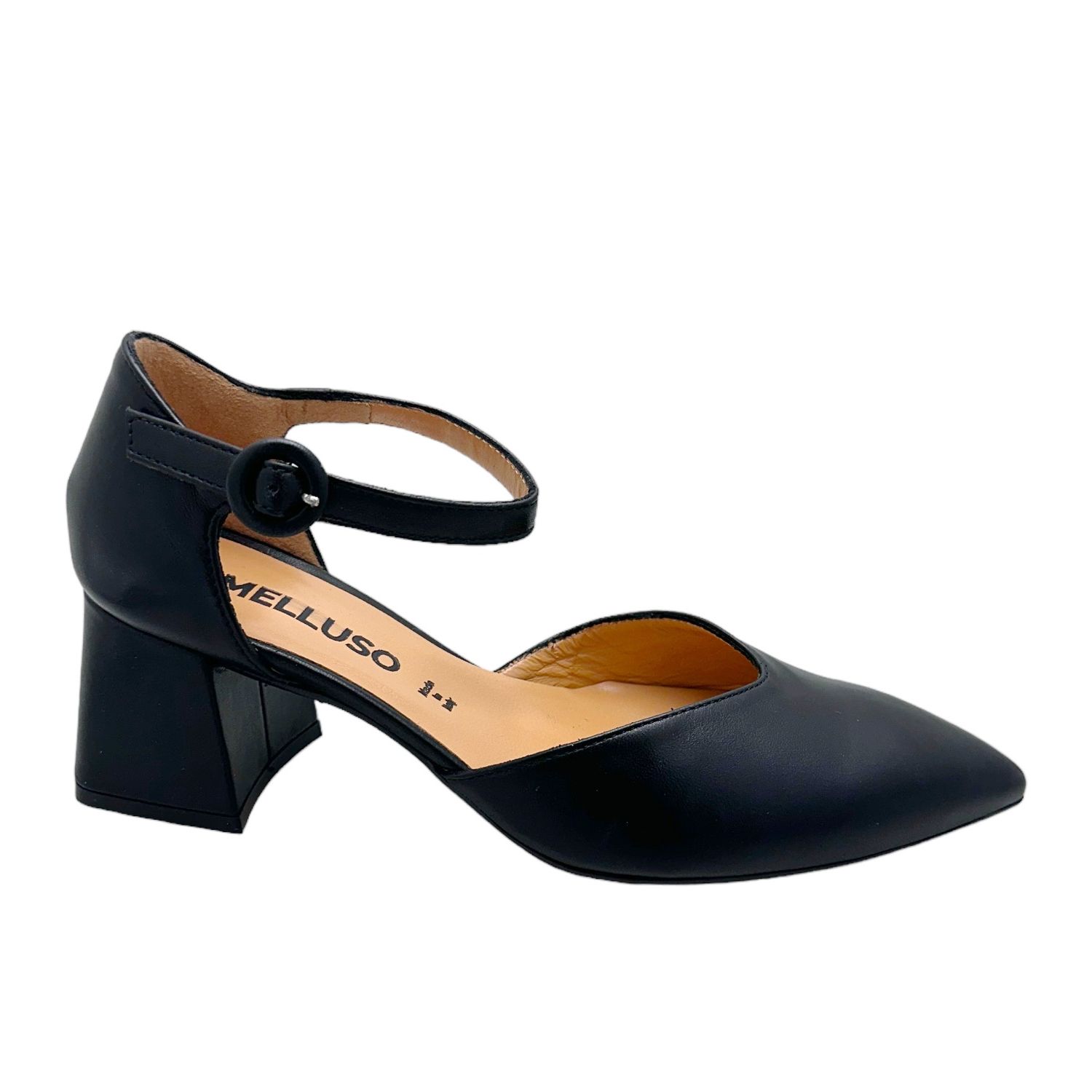 MELLUSO V308 scarpa sandalo per donna mary jane da cerimonia e ballo con  laccetto in vera pelle nera