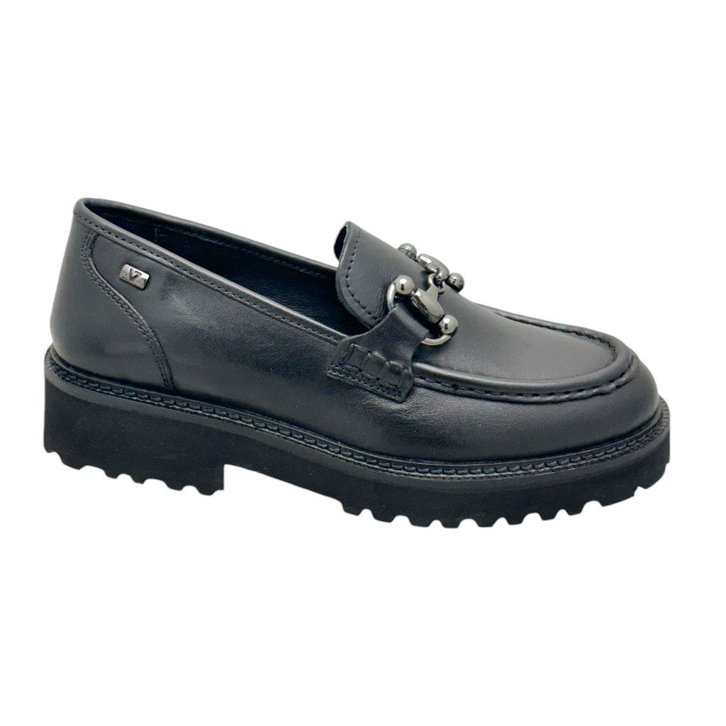 VALLEVERDE 42500 mocassino per donna scarpa in pelle nera con morsetto