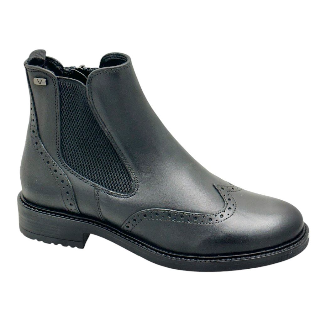 VALLEVERDE 47523 stivaletto stile  oxford  nero per donna ankle boot basic elastico e  cerniera