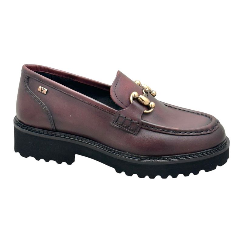 VALLEVERDE 42500 mocassino per donna scarpa in morbida pelle bordeaux con morsetto