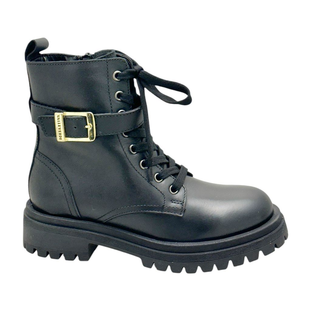 VALLEVERDE 49192 ancke boot anfibio elegante nero per donna forma large cerniera fibbia