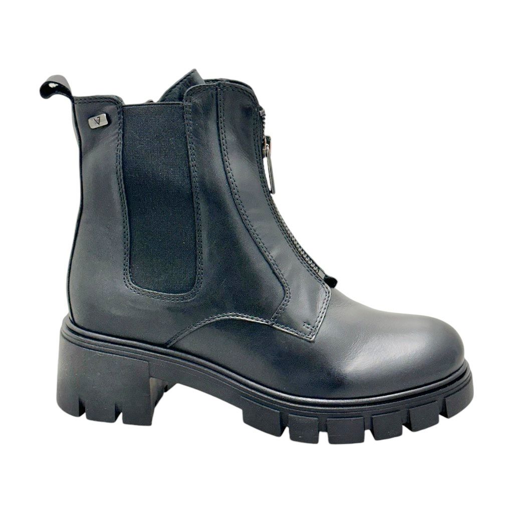 VALLEVERDE 49201 stivaletto stile anfibio con tacco nero per donna ankle boot  cerniera