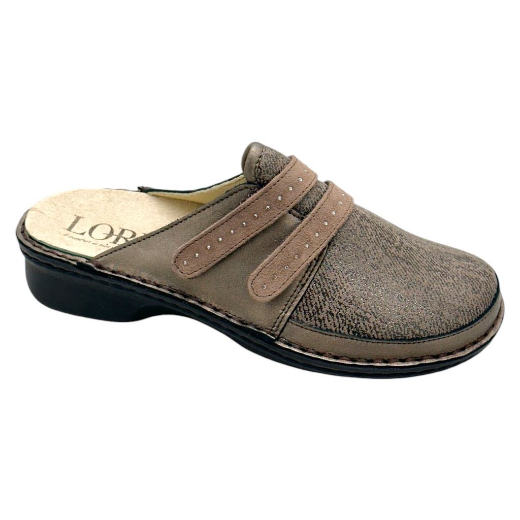 LOREN M300t ciabatta pantofola per donna elasticizzata marrone regolabile soletta estraibile ortopedica