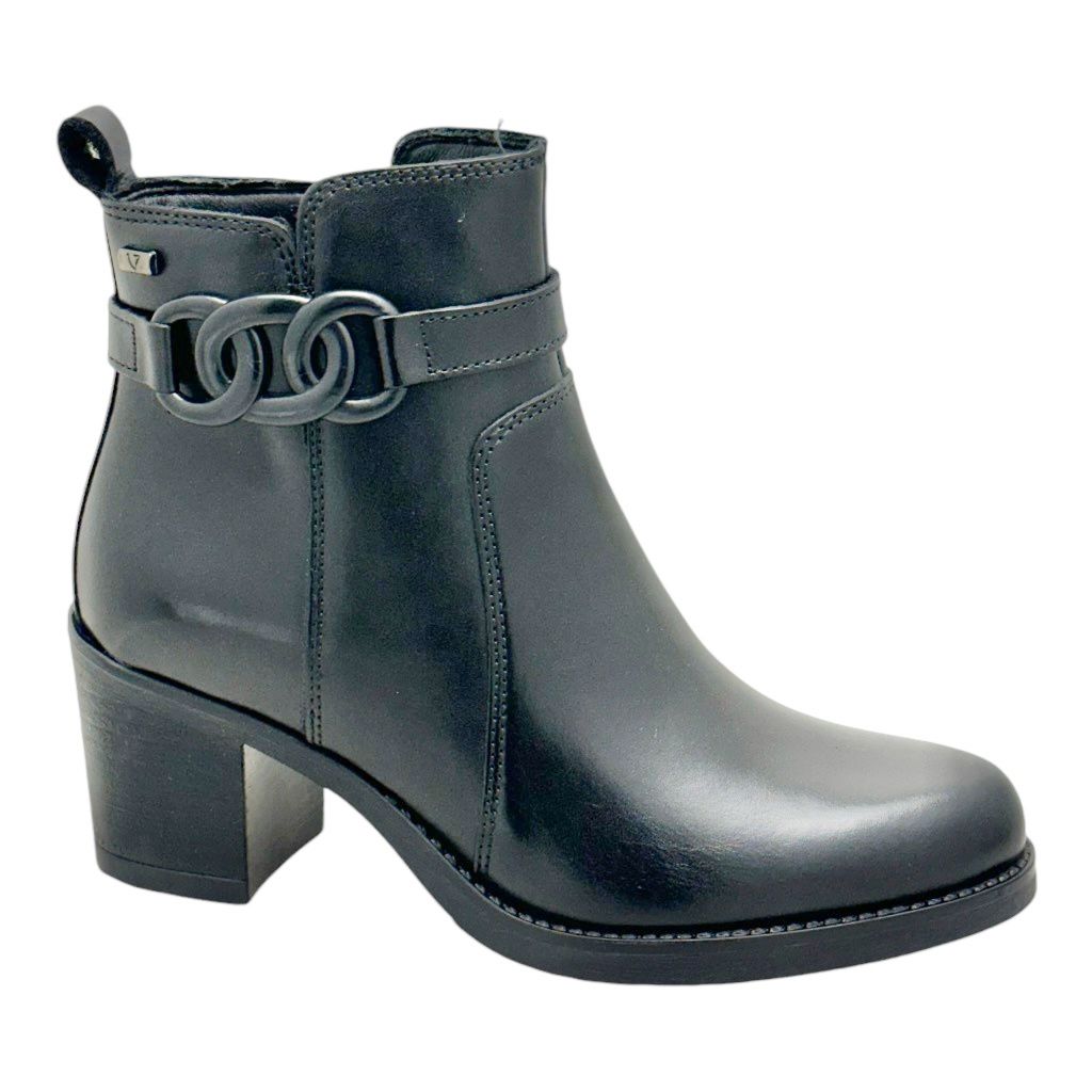 VALLEVERDE 47631 stivaletto  con tacco nero a blocchetto per donna ankle boot  cerniera