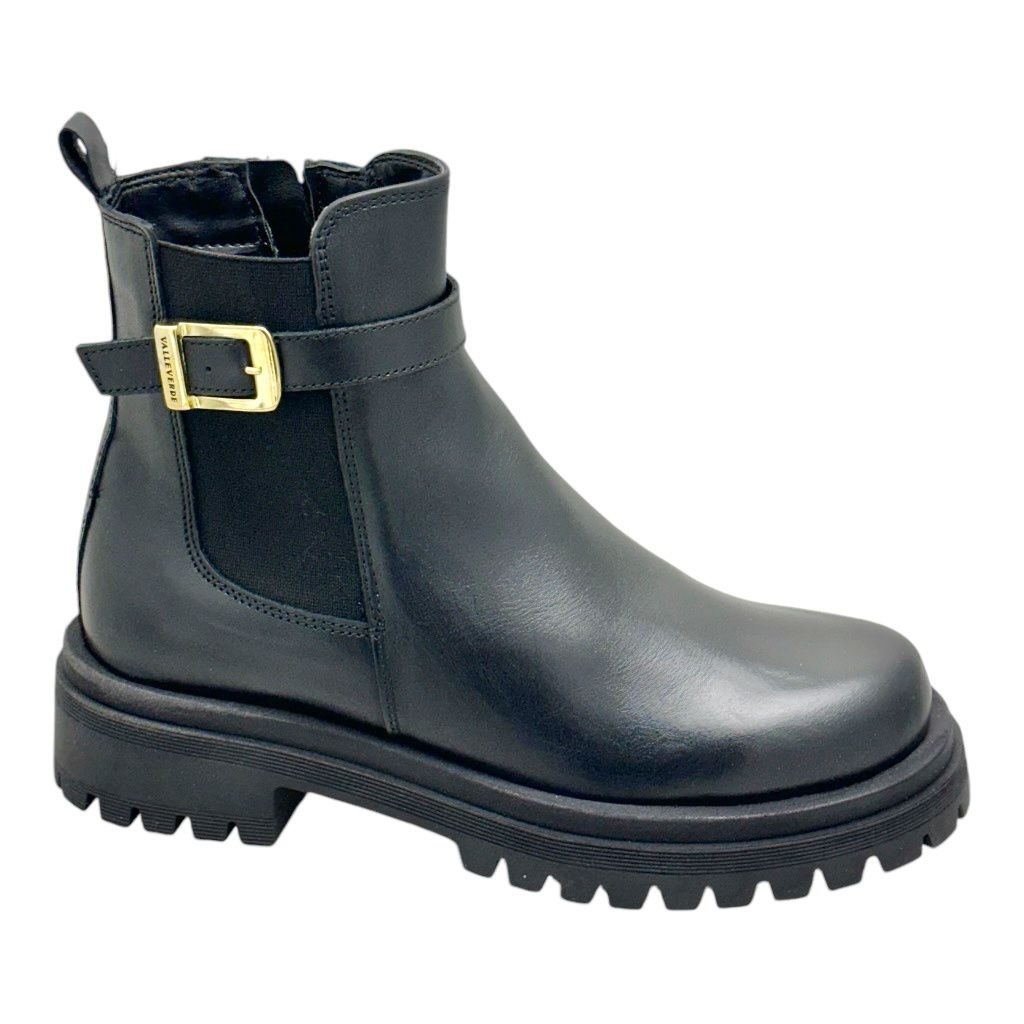 VALLEVERDE 49190 ancke boot anfibio  nero per donna forma large cerniera fibbia