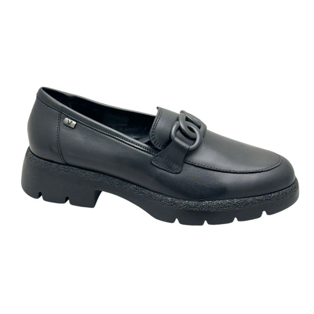 VALLEVERDE V49550 mocassino per donna scarpa in morbida pelle nera con morsetto