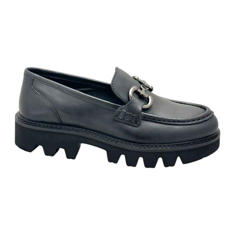 MELLUSO K36064 mocassino per donna scarpa in morbida pelle nero con morsetto stile college