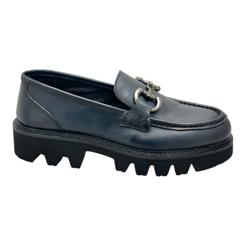 MELLUSO K36064 mocassino per donna scarpa in morbida pelle blu con morsetto stile college