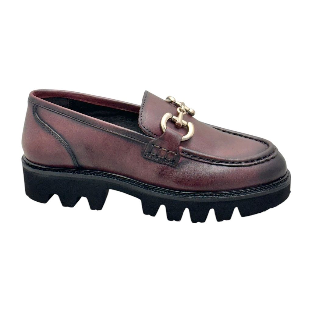 MELLUSO K36064 mocassino per donna scarpa in morbida pelle bordeaux con morsetto stile college