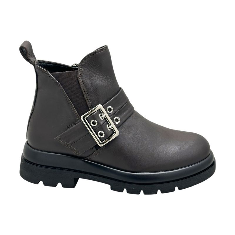 MELLUSO R45387 stivaletto con grande fibbia  anfibio  marrone ankle boot forma large cerniera 34 35 36 37 38 39 40 41 42 43
