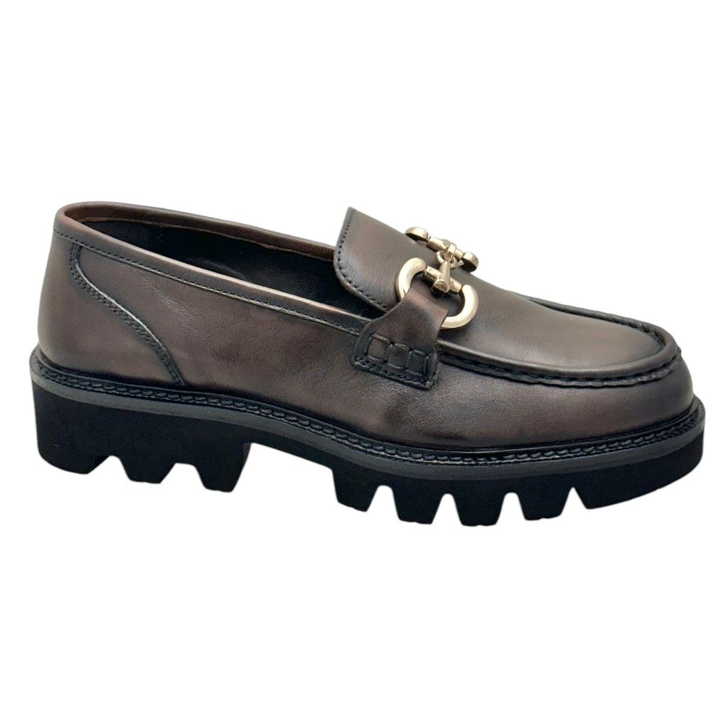 MELLUSO K36064 mocassino per donna scarpa in morbida pelle marrone brown con morsetto stile college