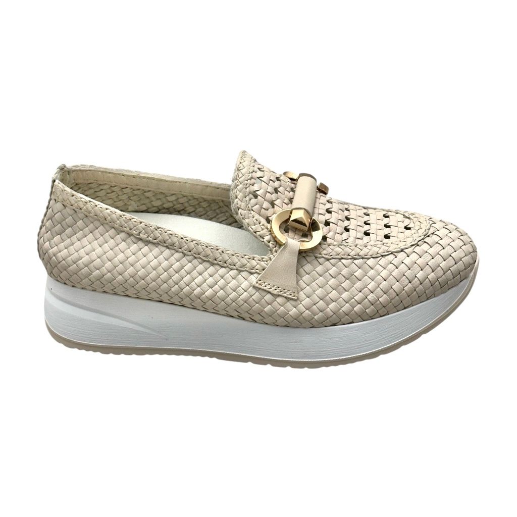 MELLUSO R20090 MOCASSINO accollato slip on intrecciatato in pelle beige pietra soletta estraibile DISPONIBILE FINO ALLA 44
