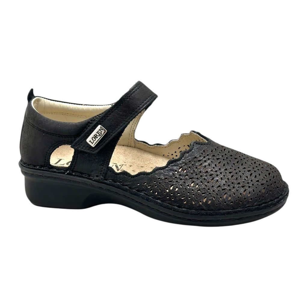 CALZATURIFICIO LOREN M2914  ballerina mary jane scarpa donna con laccetto nero soletta estraibile