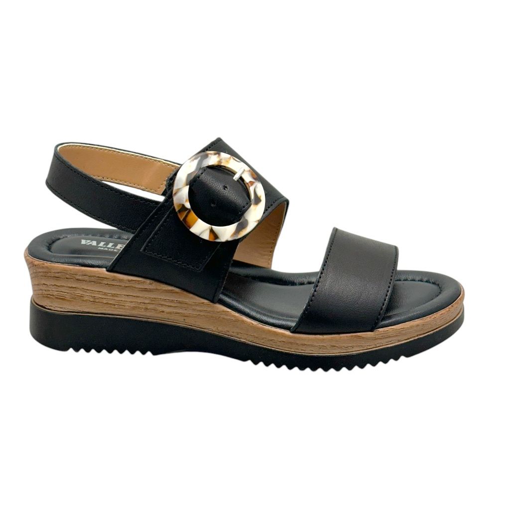 VALLEVERDE 32340 sandalo per donna con doppio fascione zeppa platform fibbia nero