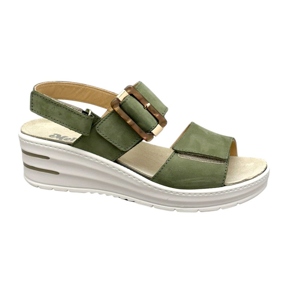 MELLUSO 019227 sandalo jeans tripla  regolazione plantare estraibile predisposto per plantare anatomico personalizzato verde