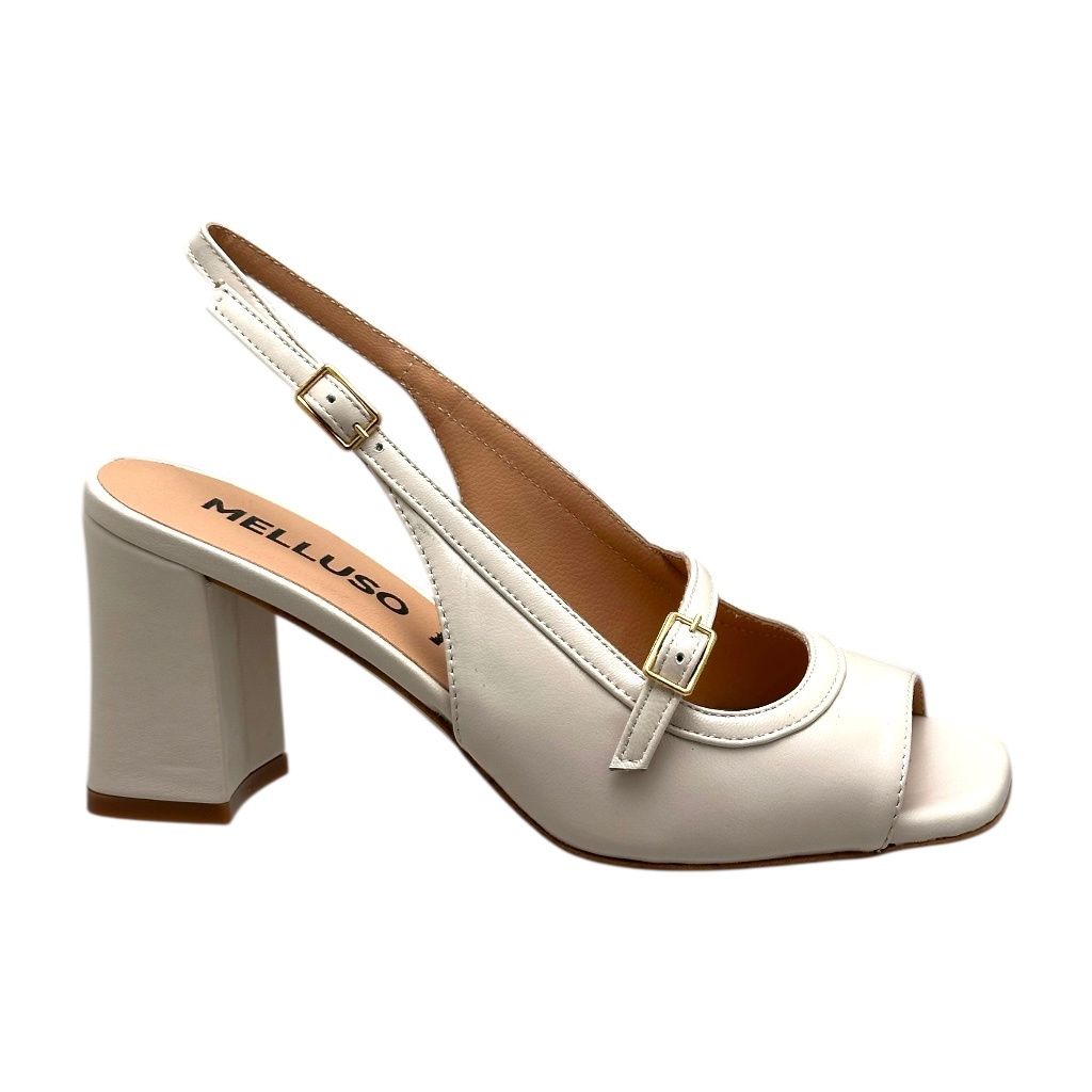 MELLUSO S441 sandalo per donna  vernice latte bianco sporco tacco a  blocchetto 33 34 35 36 37 3 39 40 41 42 43 44